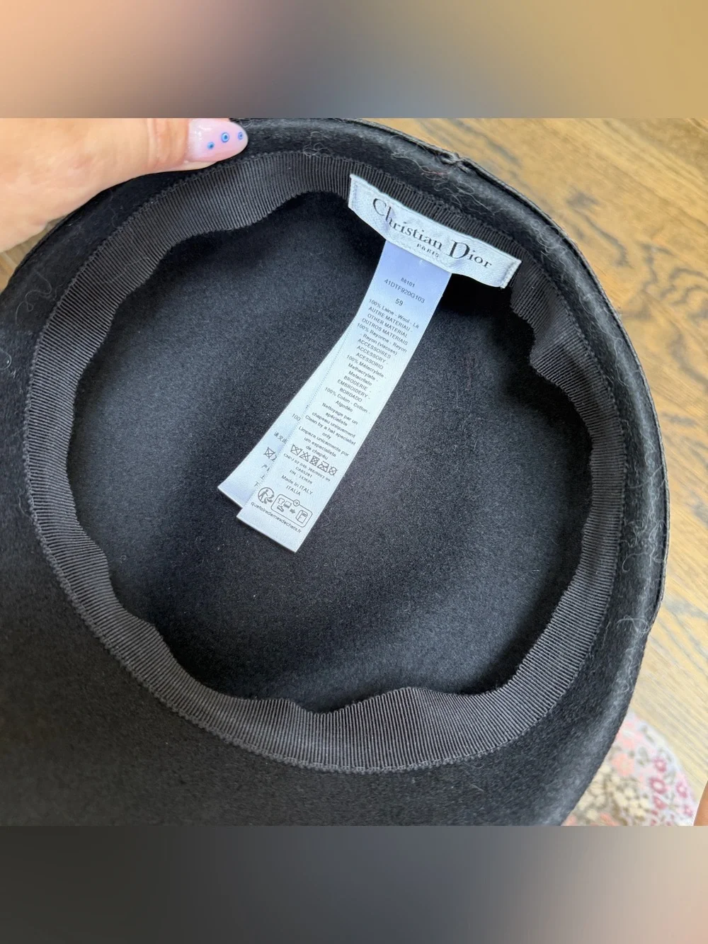 NWOT Christian Dior Travel Cap Wool Black Sz 59 Current Style